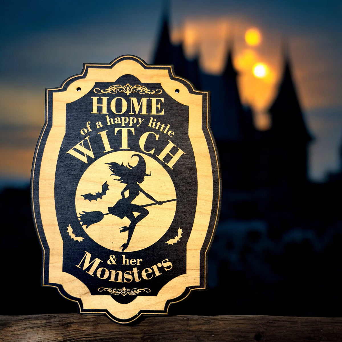 Sign - CUSTOM - Home of a Happy Little Witch - Halloween Door Sign ...