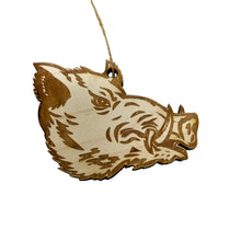 Load image into Gallery viewer, Ornament - Wild Boar Head - Raw Wood Ornament