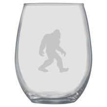 Load image into Gallery viewer, 15oz Stemless Wine Glass Set - Bigfoot Sasquatch + Slate Coaster