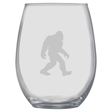 15oz Stemless Wine Glass Set - Bigfoot Sasquatch + Slate Coaster