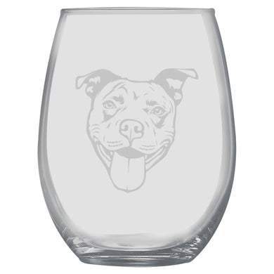 15oz Stemless Wine Glass - Pit Bull