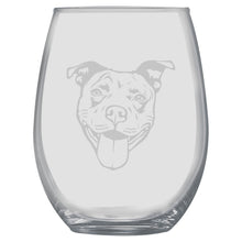 Load image into Gallery viewer, 15oz Stemless Wine Glass Set - Pit Bull + Slate Coaster