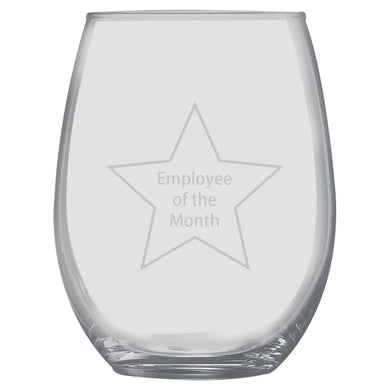 15oz Stemless Wine Glass Set - Employee of the Month + Slate Coaster
