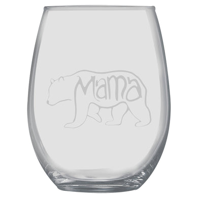 15oz Stemless Wine Glass -  Mama Bear