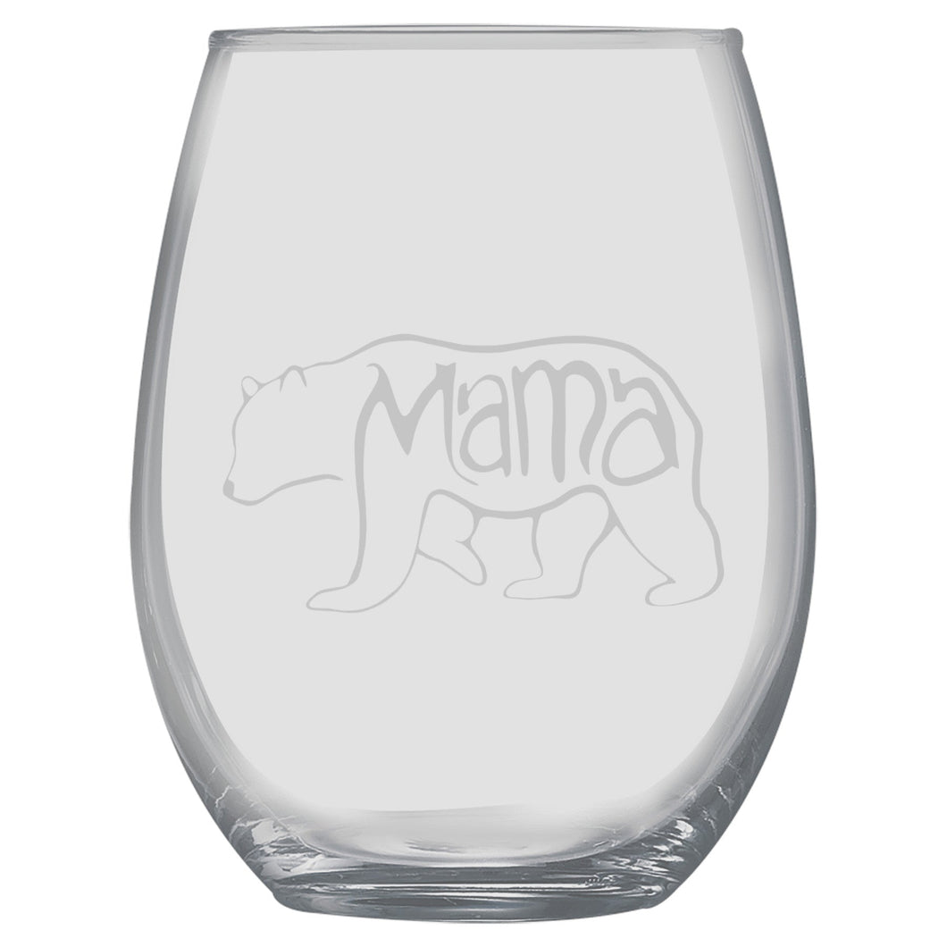 15oz Stemless Wine Glass -  Mama Bear