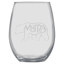 Load image into Gallery viewer, 15oz Stemless Wine Glass Set - Mama Bear + Slate Coaster