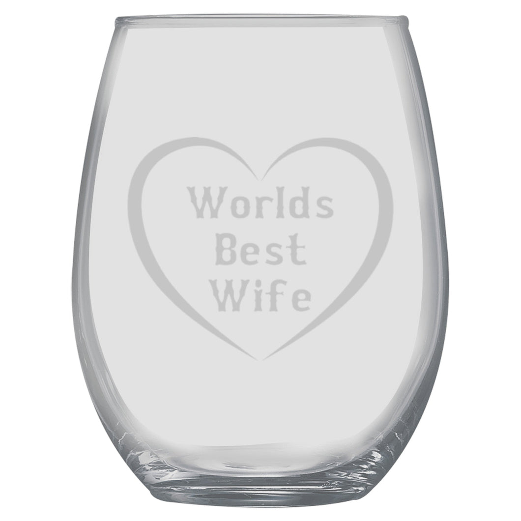15oz Stemless Wine Glass - Worlds best Wife