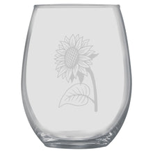 Load image into Gallery viewer, 15oz Stemless Wine Glass - Sunflower