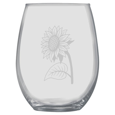 15oz Stemless Wine Glass - Sunflower