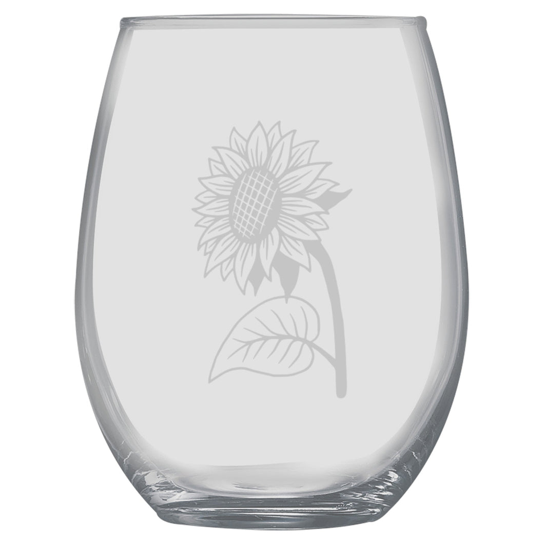15oz Stemless Wine Glass - Sunflower
