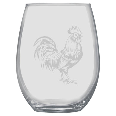 15oz Stemless Wine Glass -  Chicken