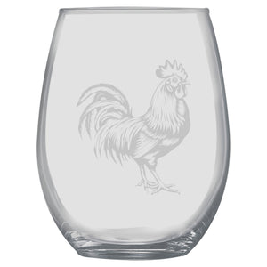 15oz Stemless Wine Glass -  Chicken