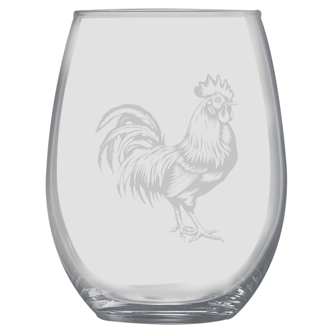 15oz Stemless Wine Glass -  Chicken