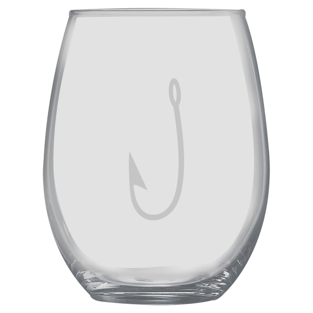 15oz Stemless Wine Glass -  Fish Hook