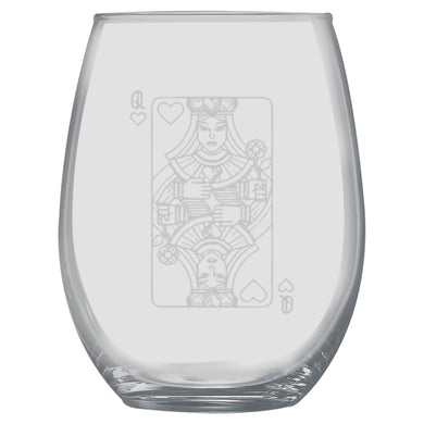 15oz Stemless Wine Glass - Queen of Hearts