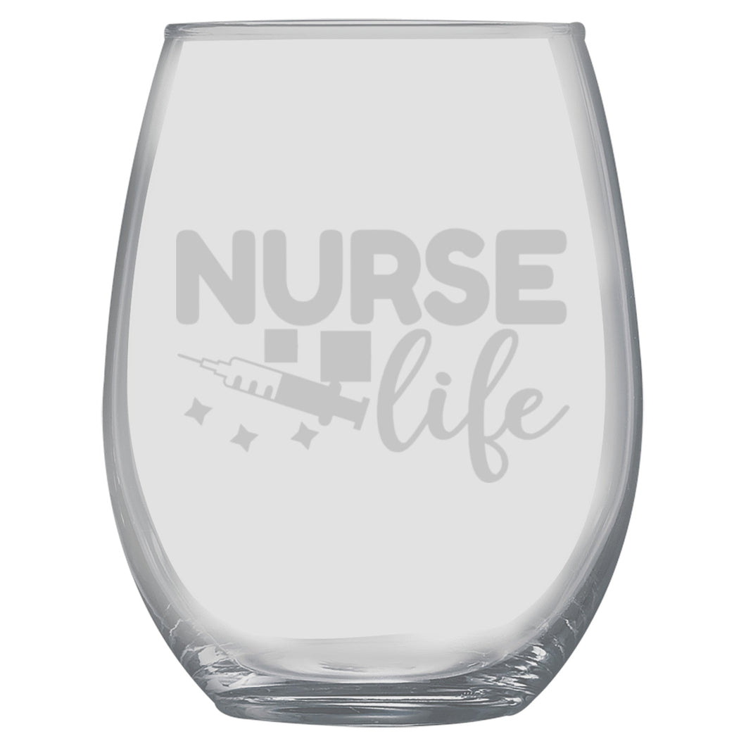15oz Stemless Wine Glass -  Nurse Life