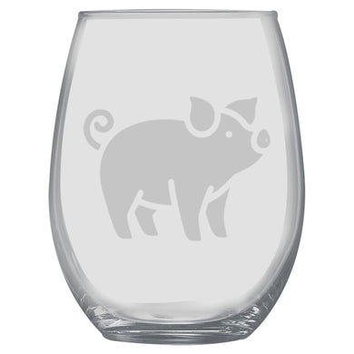 15oz Stemless Wine Glass - Piglet