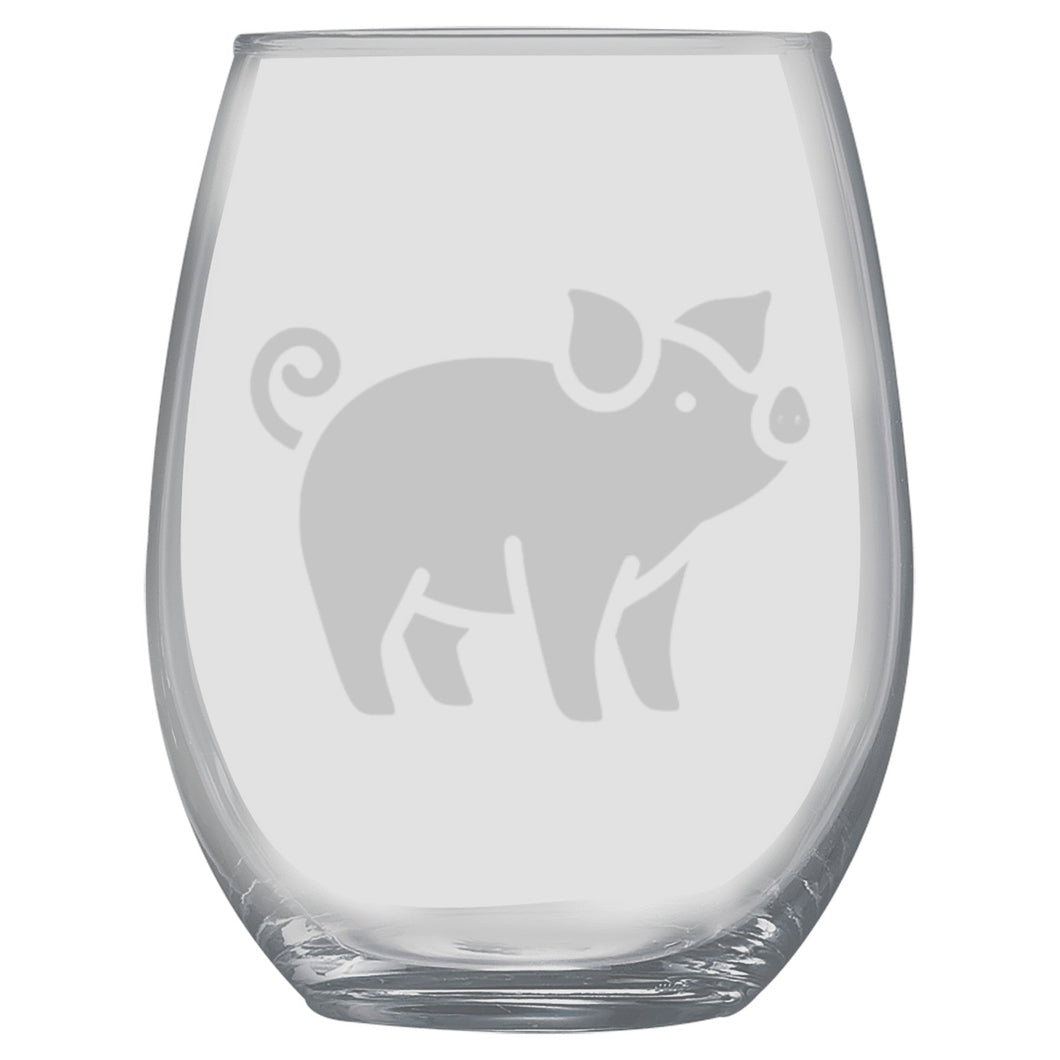 15oz Stemless Wine Glass - Piglet