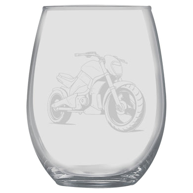 15oz Stemless Wine Glass - Street Bike