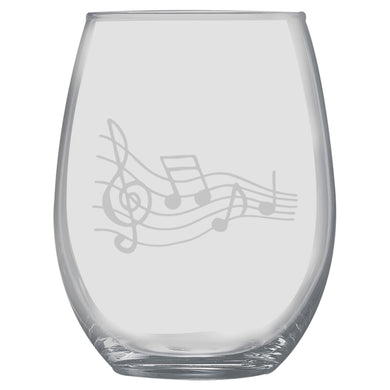 15oz Stemless Wine Glass -  Music Notes