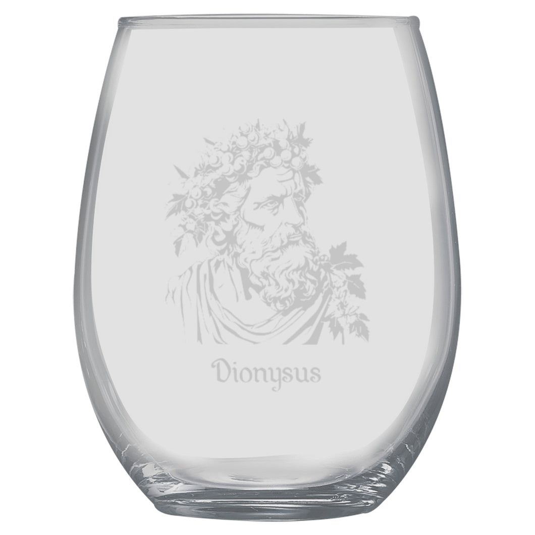 15oz Stemless Wine Glass - Dionysus God of Wine