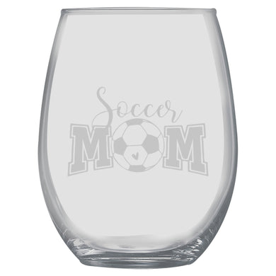 15oz Stemless Wine Glass - Soccer Mom