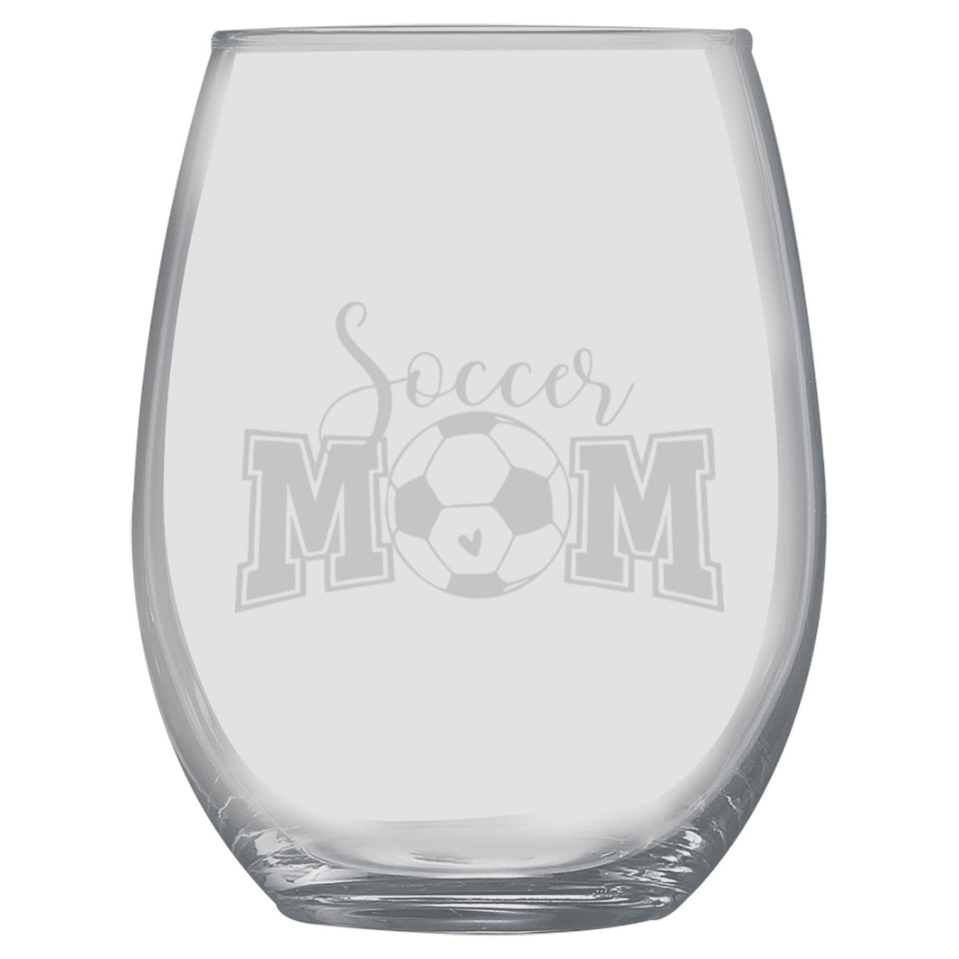 15oz Stemless Wine Glass - Soccer Mom