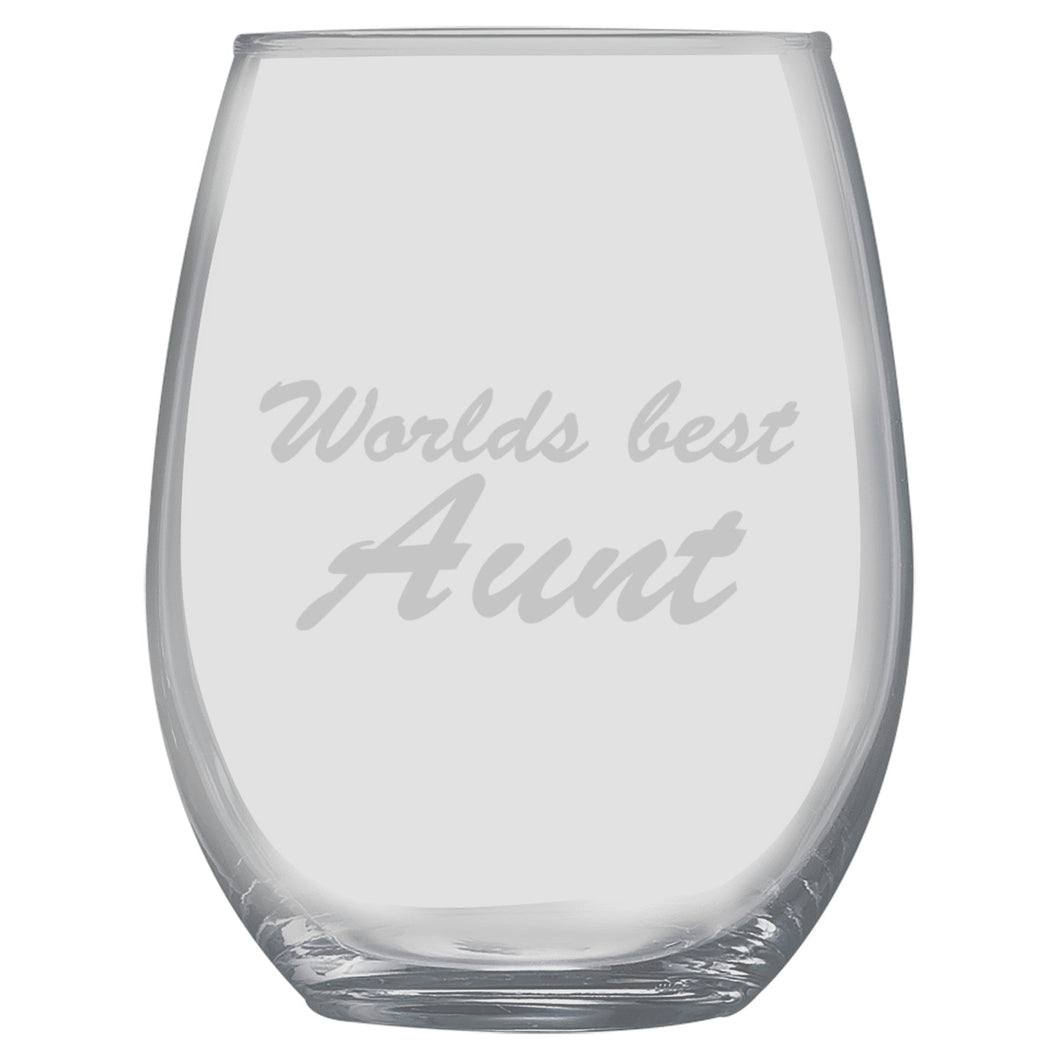 15oz Stemless Wine Glass - Worlds best Aunt
