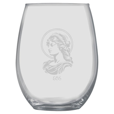 15oz Stemless Wine Glass -  Eos Goddess of Dawn