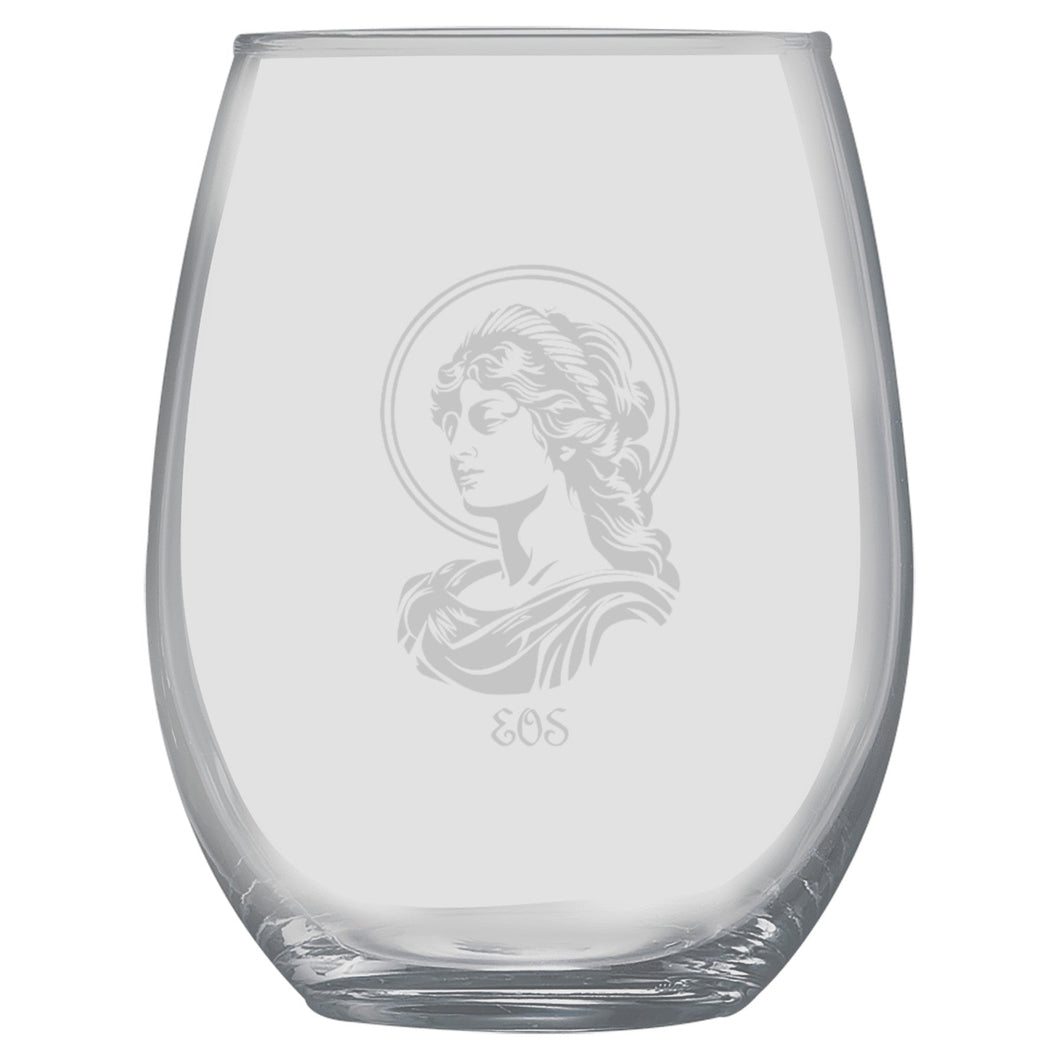 15oz Stemless Wine Glass -  Eos Goddess of Dawn