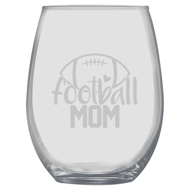 15oz Stemless Wine Glass -  Football Mom