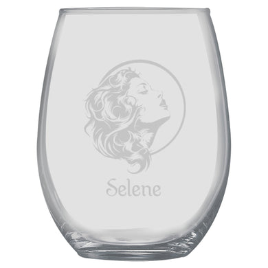 15oz Stemless Wine Glass - Selene Goddess of the Moon
