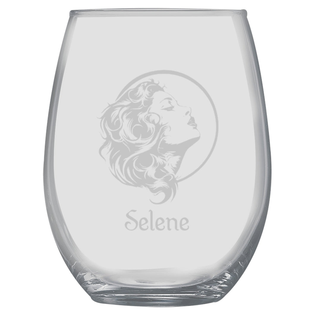 15oz Stemless Wine Glass - Selene Goddess of the Moon