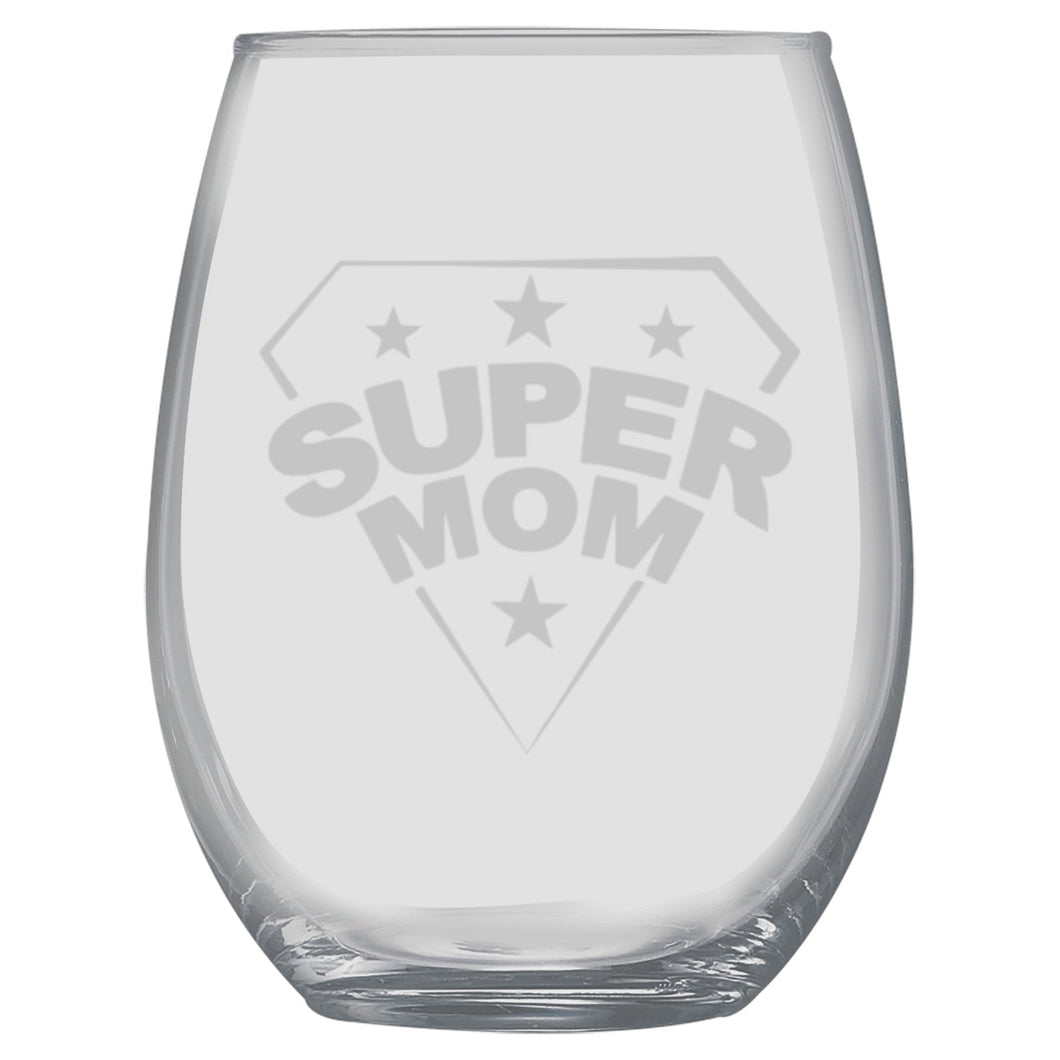 15oz Stemless Wine Glass - Super Mom