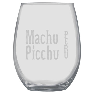 15oz Stemless Wine Glass -  Machu Picchu Peru