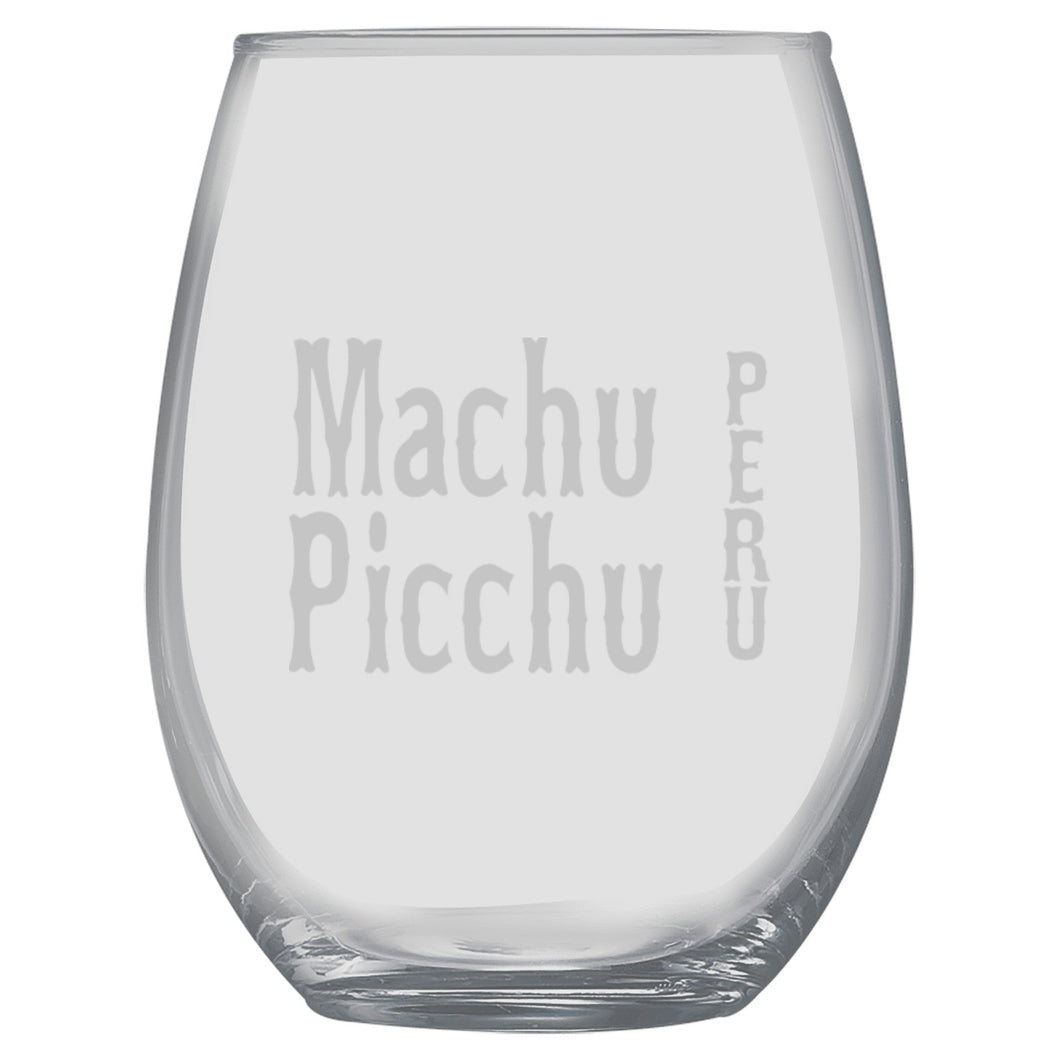 15oz Stemless Wine Glass -  Machu Picchu Peru