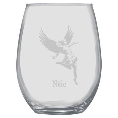 15oz Stemless Wine Glass -  Nike Goddess of Victory