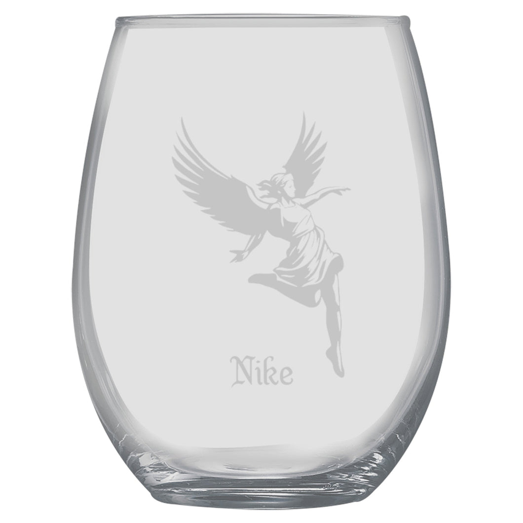 15oz Stemless Wine Glass -  Nike Goddess of Victory