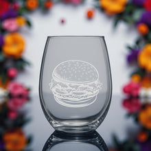 Load image into Gallery viewer, 15oz Stemless Wine Glass - Hamburger