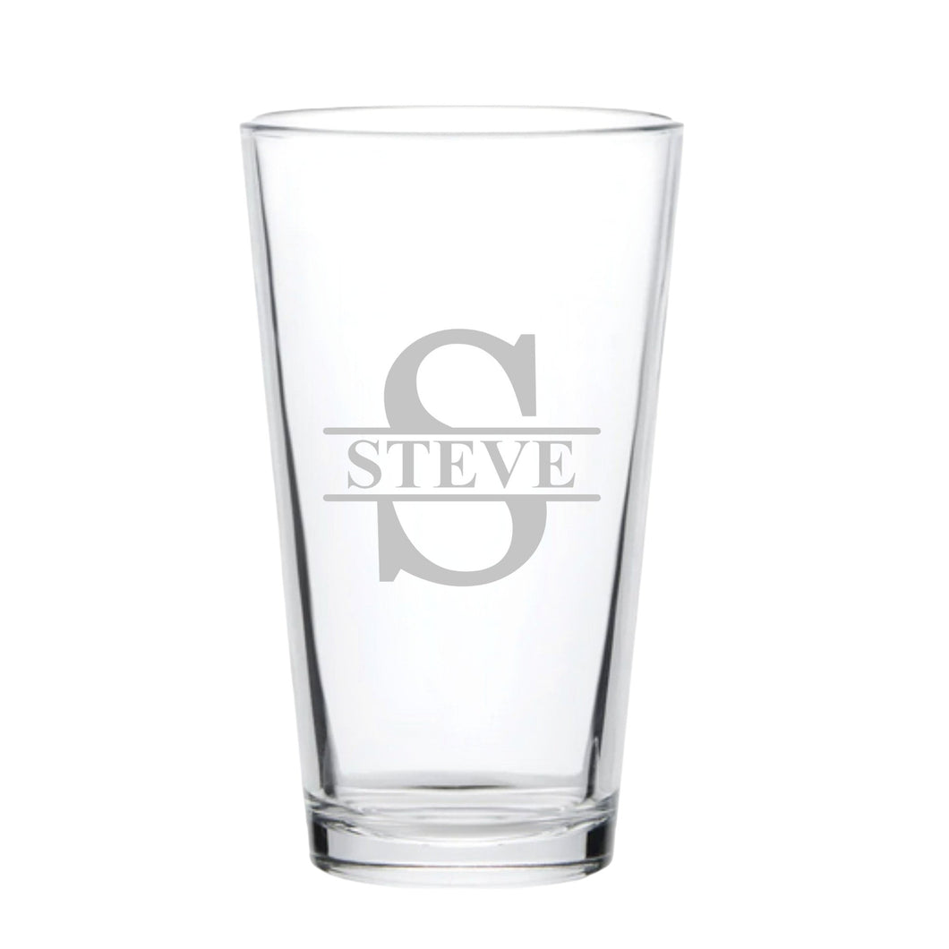 16oz Beer Mug - PERSONALIZED - Split Letter Monogram