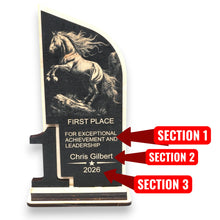 Load image into Gallery viewer, Award - Trophy - PERSONALIZED - Horse - 1st 2nd 3rd Place - 9x5 Inches