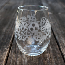 Load image into Gallery viewer, 15oz Stemless Wine Glass Set - Gears + Slate Coaster