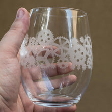 Load image into Gallery viewer, 15oz Stemless Wine Glass Set - Gears + Slate Coaster