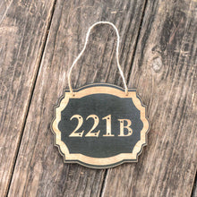 Load image into Gallery viewer, 221b - Black Door Sign 5x6