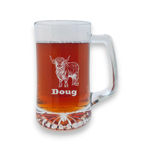 Load image into Gallery viewer, 25oz Beer mug with handle - PERSONALIZED - Highland Cow