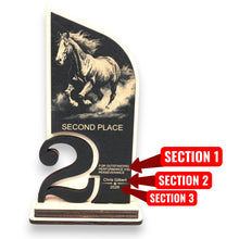 Load image into Gallery viewer, Award - Trophy - PERSONALIZED - Horse - 1st 2nd 3rd Place - 9x5 Inches