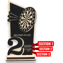 Load image into Gallery viewer, Trophy Award - PERSONALIZED - Darts - 1st 2nd 3rd Place - 9x5 Inches