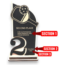 Load image into Gallery viewer, Trophy Award - PERSONALIZED - Pickleball - 1st 2nd 3rd Place - 9x5 Inches