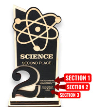 Load image into Gallery viewer, Trophy Award - PERSONALIZED - Science - 1st 2nd 3rd Place - 9x5 Inches
