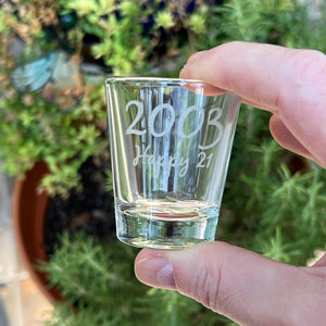 2oz 2003 Happy 21 Shot Glass Birthday